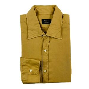PIOMBO Mens Light Brown Cotton Button Front Shirt Size 16.5 42 NWT